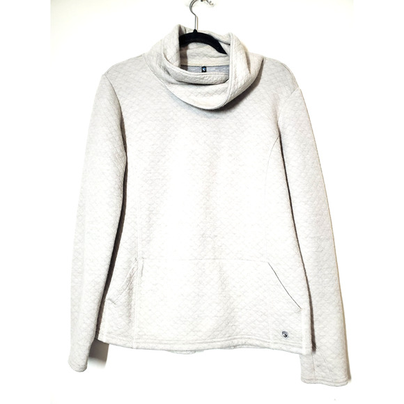 Kuhl Mock Neck Women's XL Sweater ATHENA Merino Wool Blend Ivory Outdoor Hiking - Picture 2 of 11